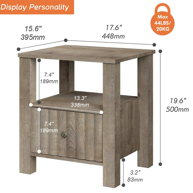 Ensemble de tables de bout Demiya, 19.6" H x 17.6" W x 15.6" D