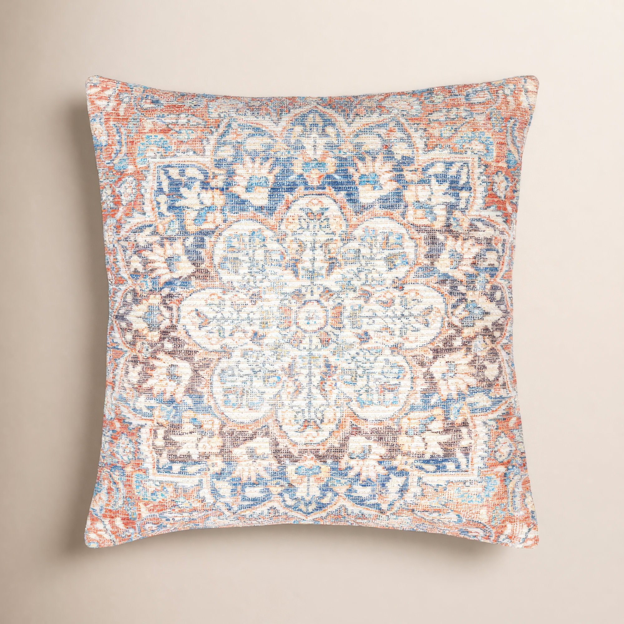 Colin Floral Throw Pillow, 20" x 20", Brown/Tan/Burnt Orange