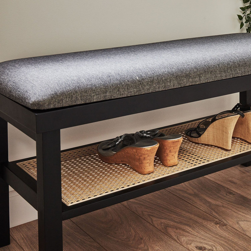 Tenaya Polyester Upholstered Storage Bench, Black