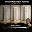 Miroir pleine longueur à DEL à intensité variable, cadre noir, 65 po H × 21 po L, utilisable en mode autoportant, appuyé ou fixé au mur