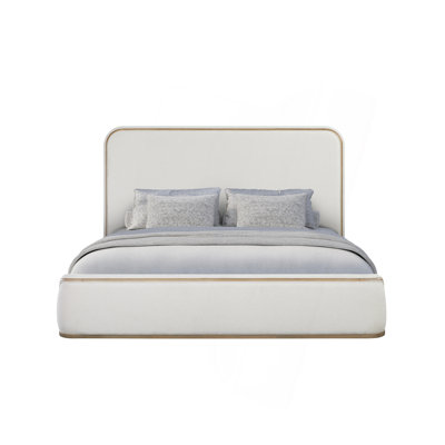Lit tapissier - Caramel et sable blanc