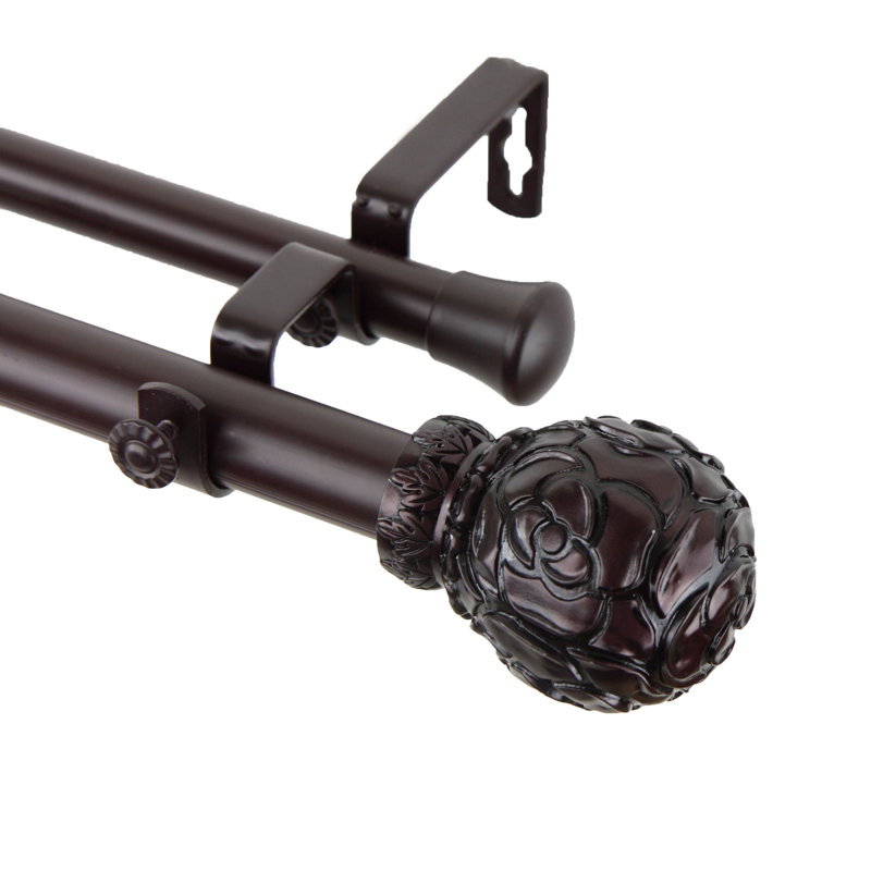 Tringle à rideaux double Desouza, Acajou, H 1 po x l 170 po x P 6,75 po