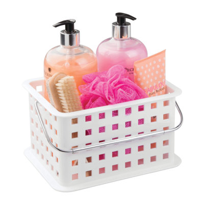 Plastic Storage Shower Basket With Handle For Bathroom, Health, Cosmetics, Hair Supplies And Beauty Products, Small,