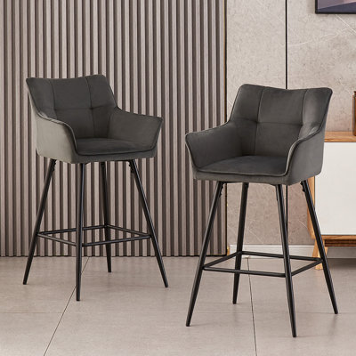 Baston 67cm Velvet Arm Bar Stools