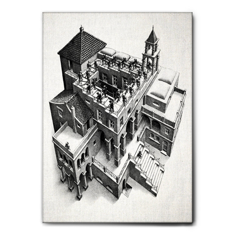 Ascending And Descending by M.C. Escher - 1 Piece Wall Art on Canvas, 100cm H x 140cm W