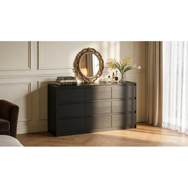 Aurica 63'' W 9 - Drawer Dresser, Black