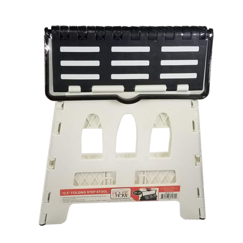 Peep 1 - Step Plastic Lightweight Folding Step Stool, White/Black