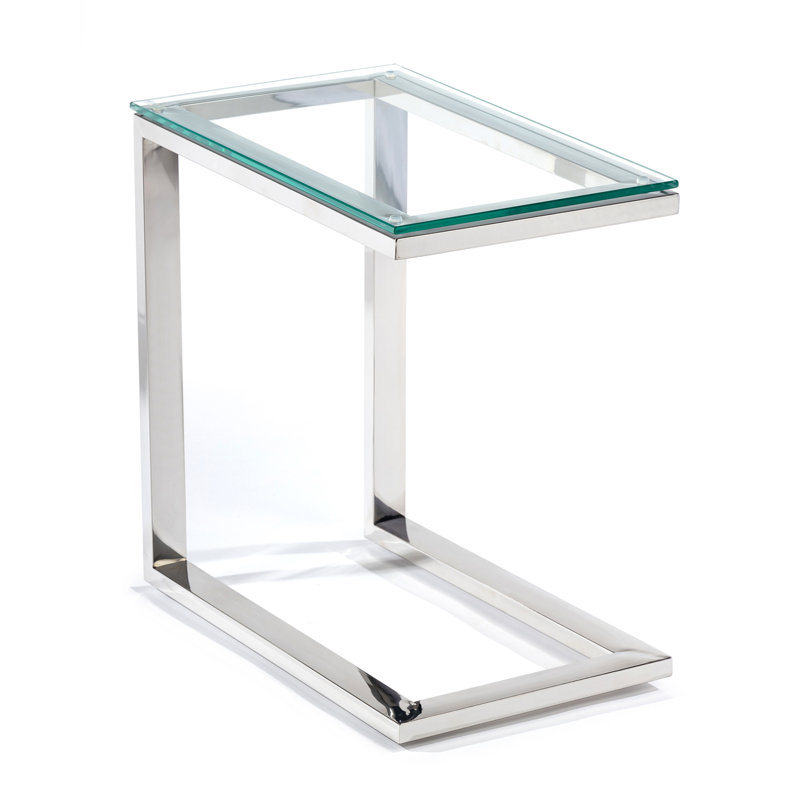 Lamanna Glass Top Frame End Table, Clear, Silver