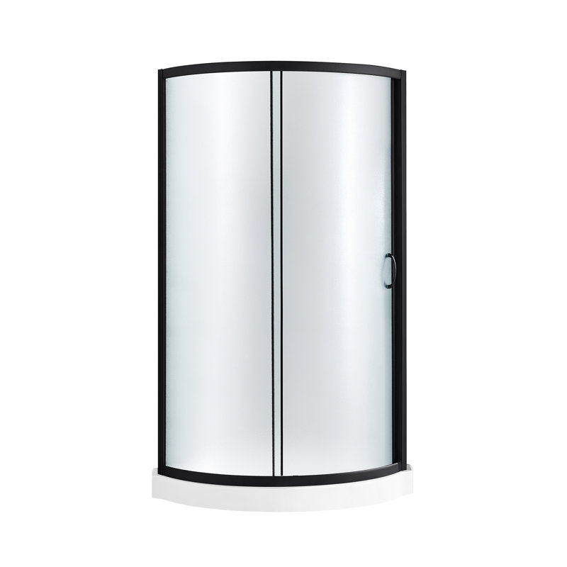 Ensemble de douche rond 35 po avec base givrée OVE Decors Breeze, Noir