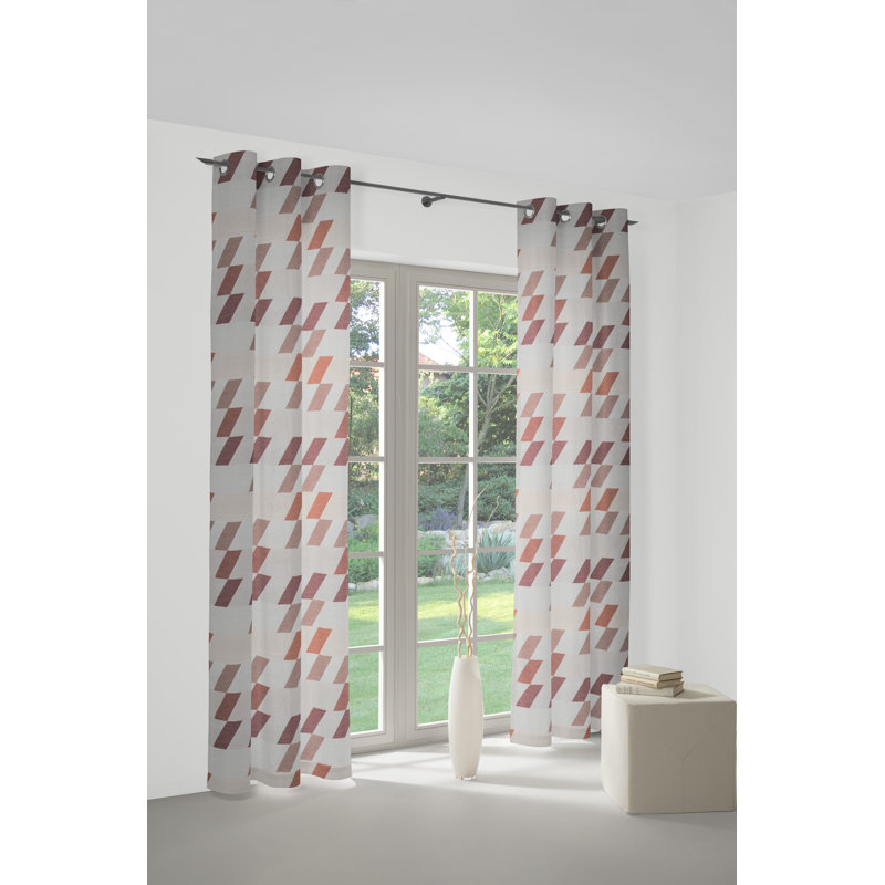 Lopez Room Darkening Curtain Single Panel, 132cm Width x 145cm Drop, Pink/Brown/Light brown