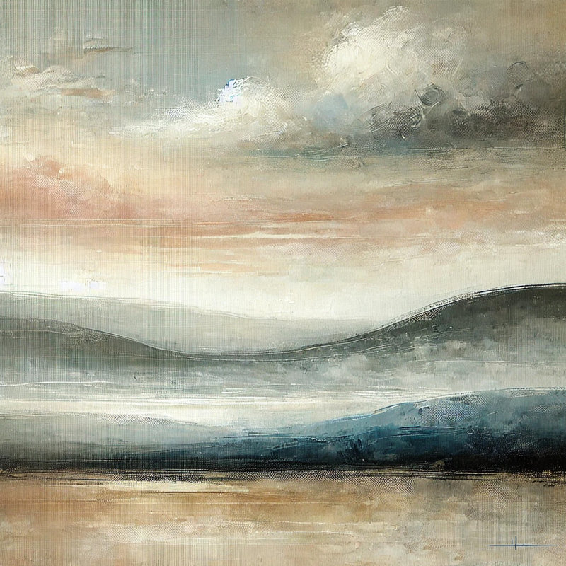 «Serene Horizons: Abstract Landscape», reproduction sur toile, H 12 po x l 12 po x P 1 po