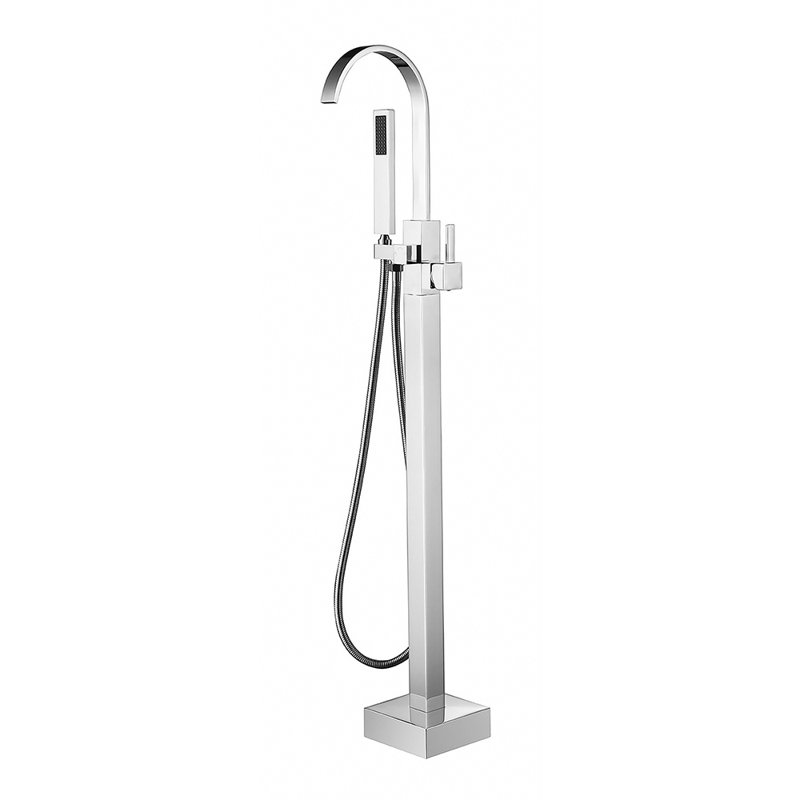 Robinet de baignoire autoportable à fixation au plancher à poignée simple avec douche à main Casey