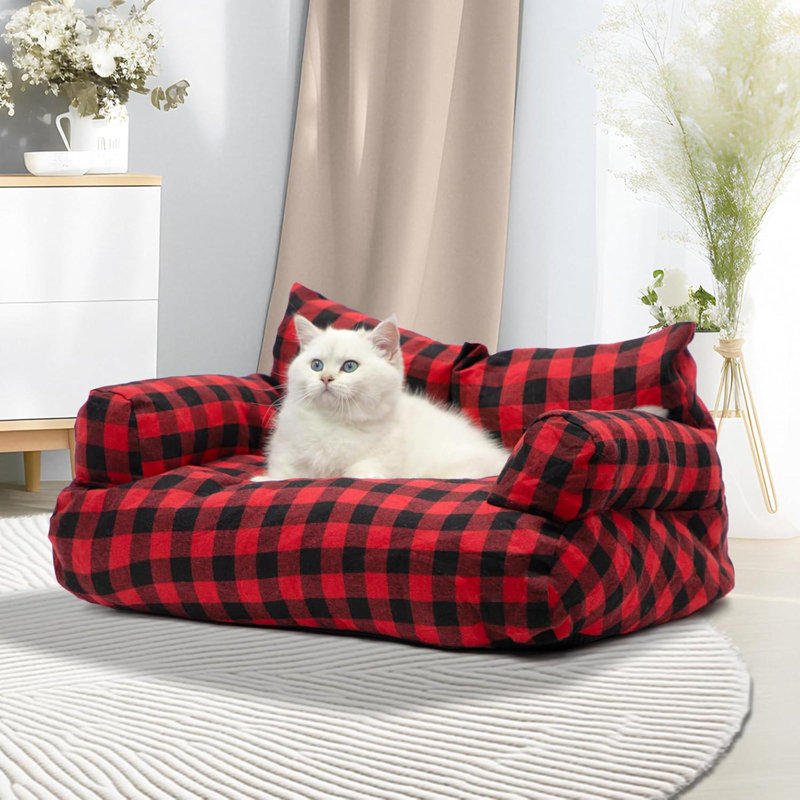 Lit pour animal de compagnie, lit pour chat lavable pour les chats d'intérieur, canapé pour chat apaisant, canapé-lit pour animal de compagnie moelleux, lit pour chien, canapé pour chien de taille moyenne