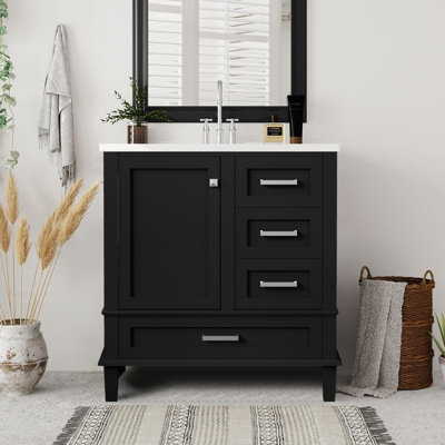 Meuble-lavabo simple 30 po avec comptoir en céramique