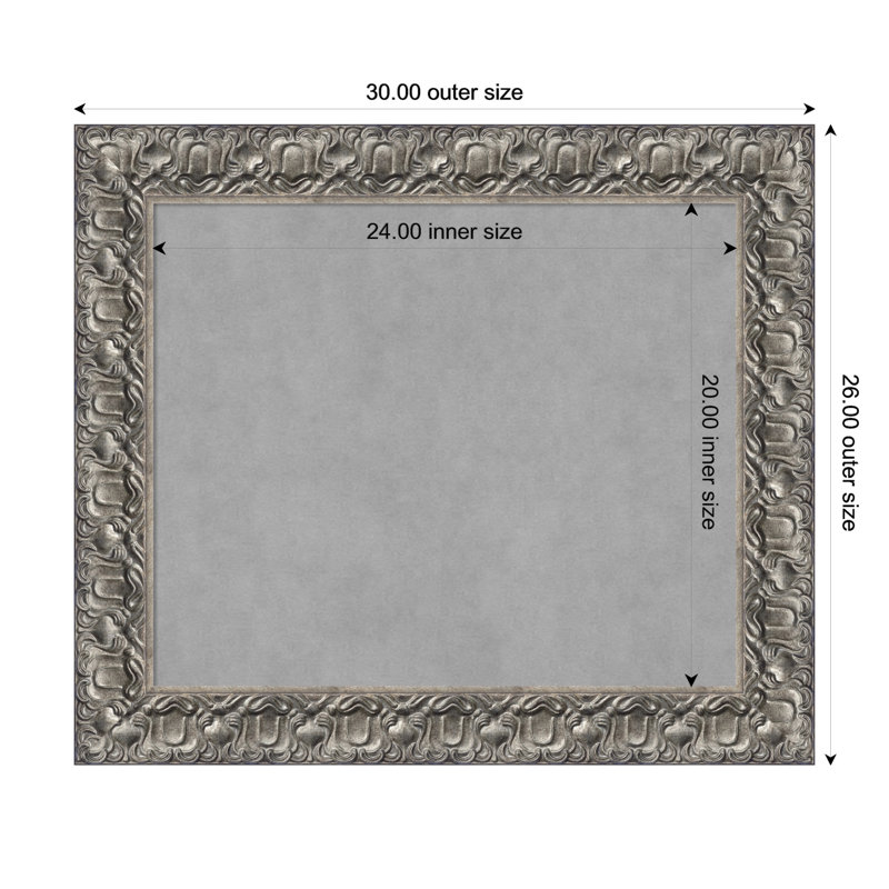 Tableau magnétique encadré argenté Luxor, H 26 po x l 30 po