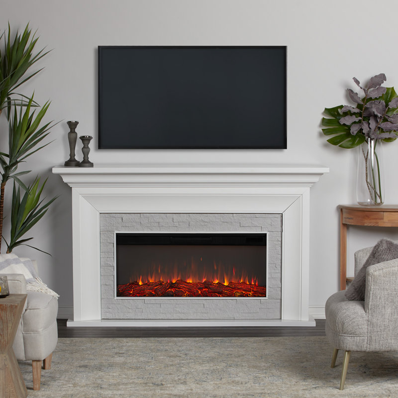 Sonia 69" Landscape Electric Fireplace by Real Flame, White, Standard