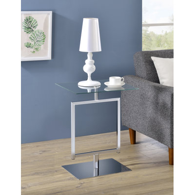 Izayah Glass Top Pedestal End Table