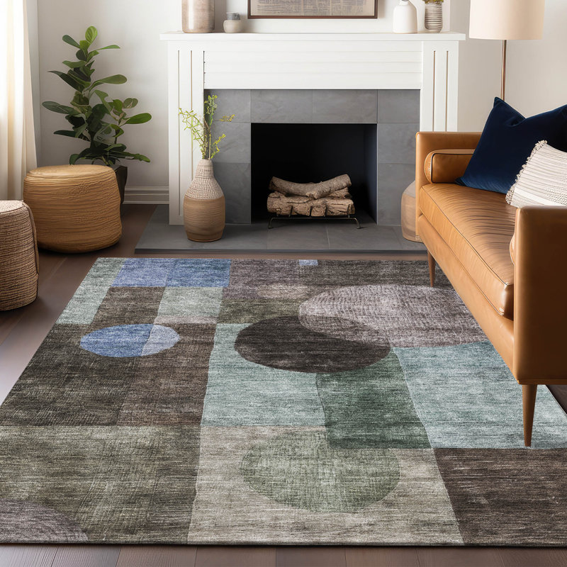 Amara Brown Washable Indoor-Outdoor Rug - , 10' x 14'