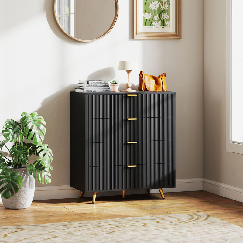 80cm W 4 - Drawer Chest of Drawers, Black