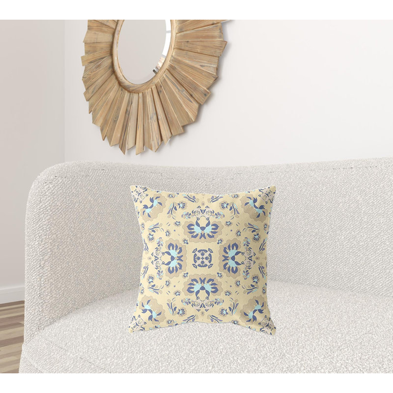 Coussin décoratif 20 po x 20 po Broadcloth Floral, Motif floral jaune