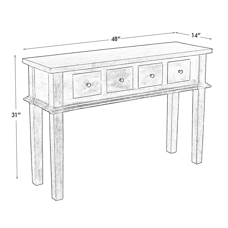 Marsha 47.5'' Solid Wood Console Table, Rustic Mango Gray Wash