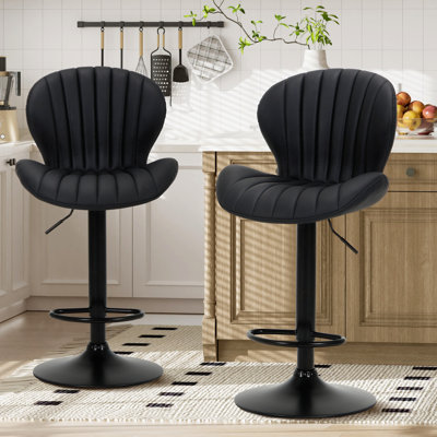 360° Swivel Upholstered Bar Stool – Height Adjustable with Sturdy Metal Frame