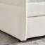 Lit de jour avec canapé-lit capitonné capitonné, double, tissu Boucle, beige (83 po x 58,5 po x 29,5 po)