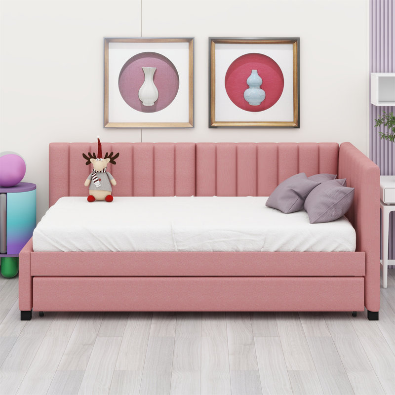 Lit de jour rembourré avec couchette, Rose