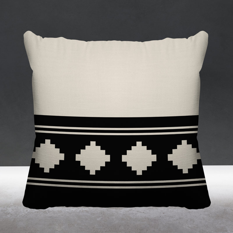 Coussin intérieur / extérieur Ector Southwestern, Noir, L 17 po x H 17 po