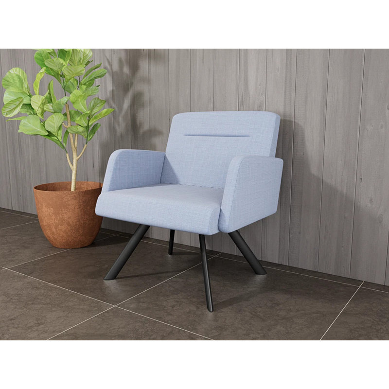 Fauteuil de réception Willy, Noir, Chambray bleu marine clair