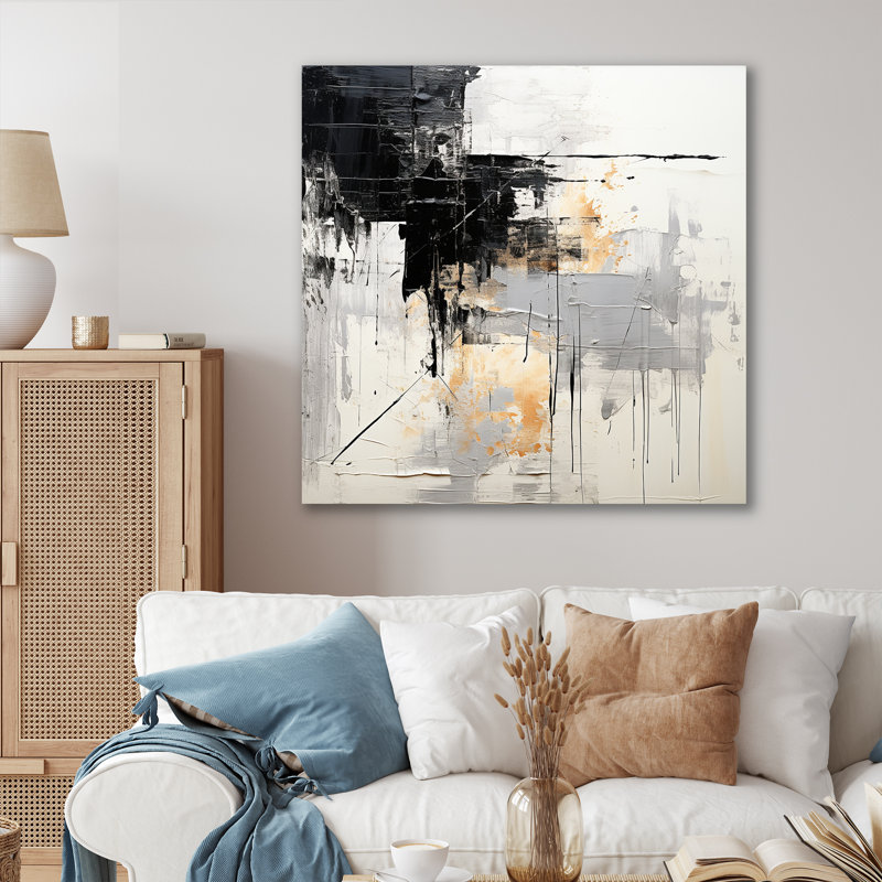 Beige et noir «Divine Simplicity», reproduction d'art abstrait, Toile tendue, H 36 po x l 36 po x P 1,5 po