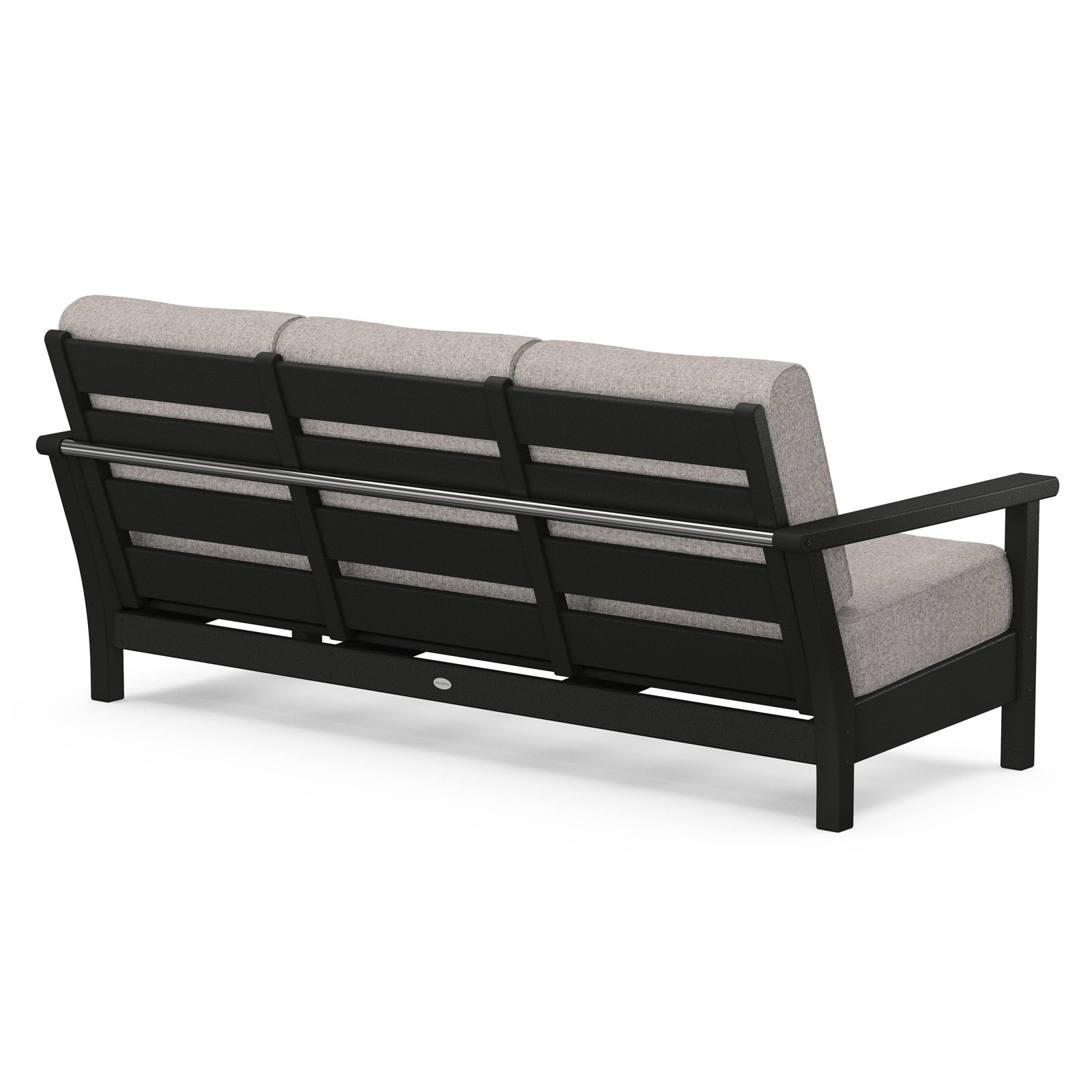POLYWOOD® Harbour 75" Sunbrella® Patio Sofa, Weathered Tweed, Black
