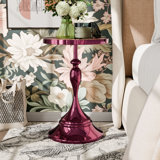 Cheryll Metal Accent Table With Mandala Top And Trumpet Base