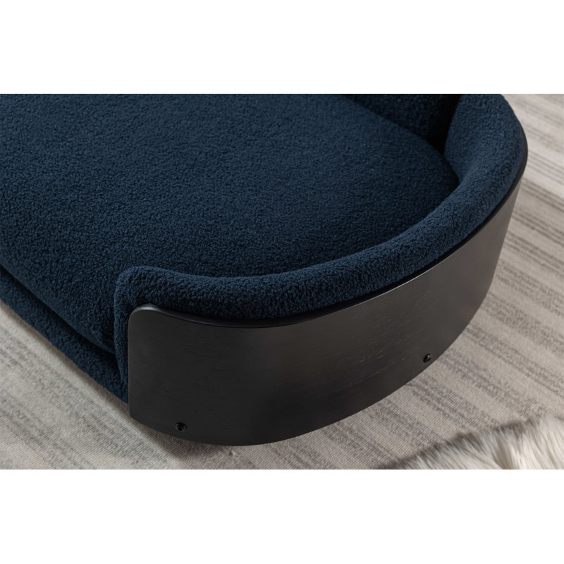Canapé pour chien en bois massif Inira, L 26,38 po x P 16,14 po x H 9,84 po, Noir / bleu foncé