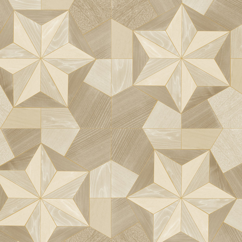 Rouleau de papier peint métallique 33 pi x 20,5 po marqueterie wood Saliba, Ocre