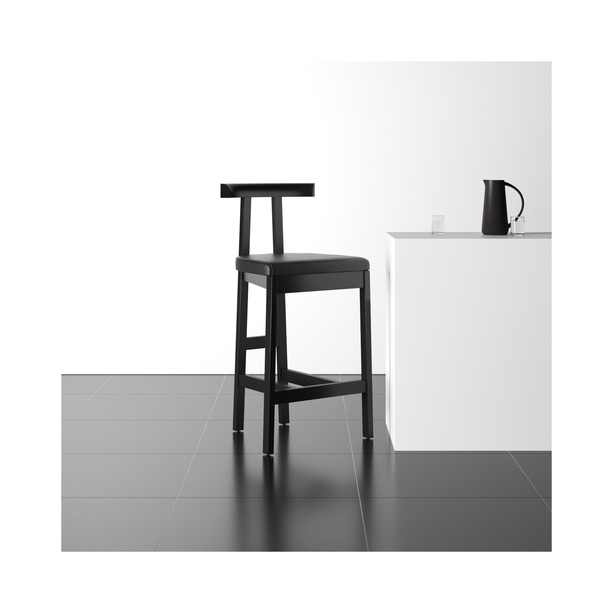 Seville Leather Bar & Counter Stool, Bar Stool (30” Seat Height), Black