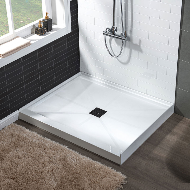  36" Single Threshold 36" Shower Tray Base, Noir mat