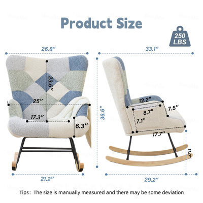 Chaise berçante rembourrée en molleton et patchwork Teddy