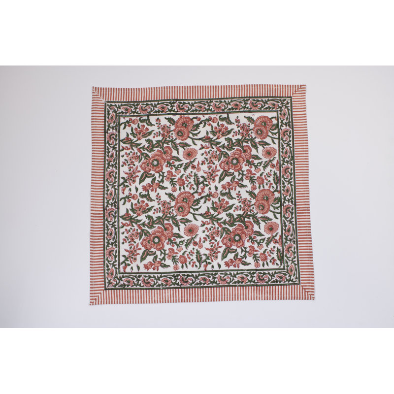 Cotton Pink Rose Garden 21" Square Napkin