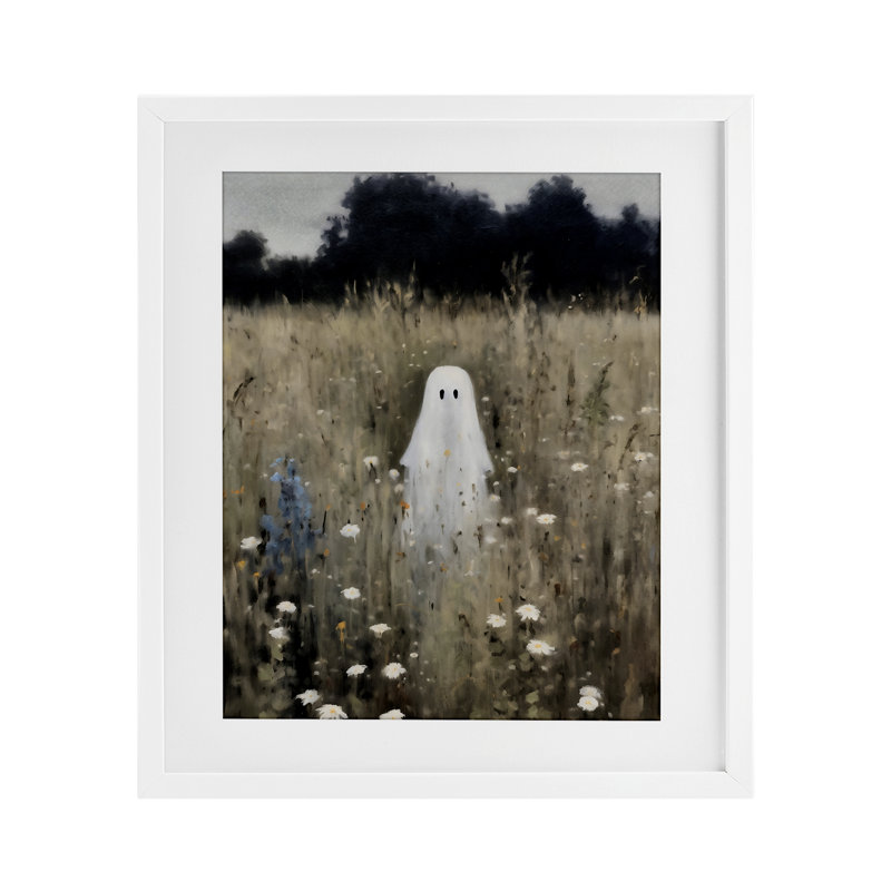 «Floral Ghostie in Field Field», impression par LSR Design Studio, H 16 po x l 13 po, Cadre blanc côtier