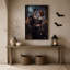 «Sugar Skull Couple Embraces in Candlelit Roses», art mural sur toile-598734412