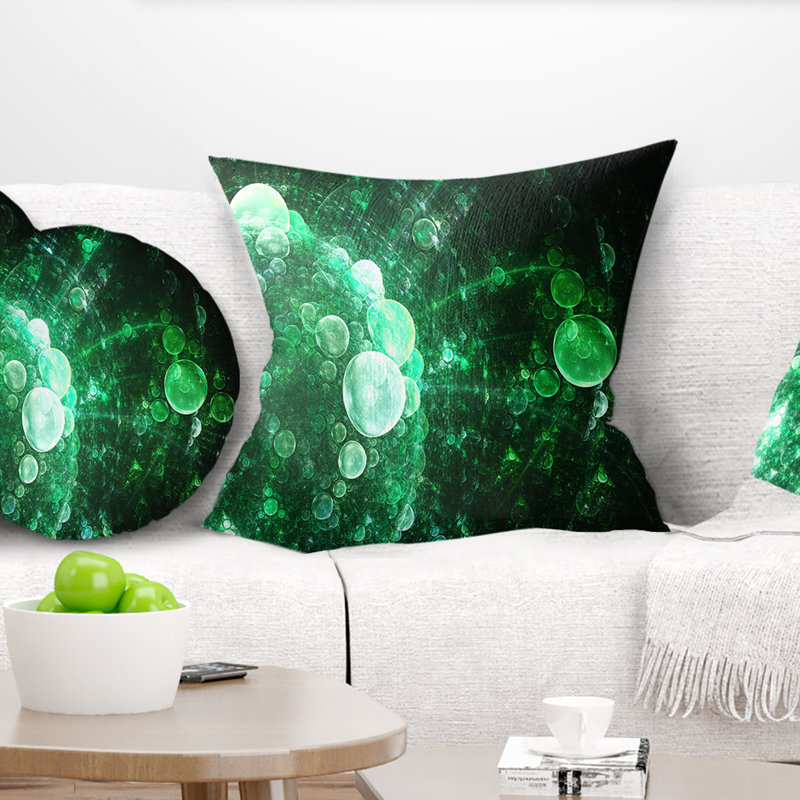 Gouttelettes d'eau sphériques vertes - coussin à imprimé floral, 18 po x 18 po, Coussin décoratif
