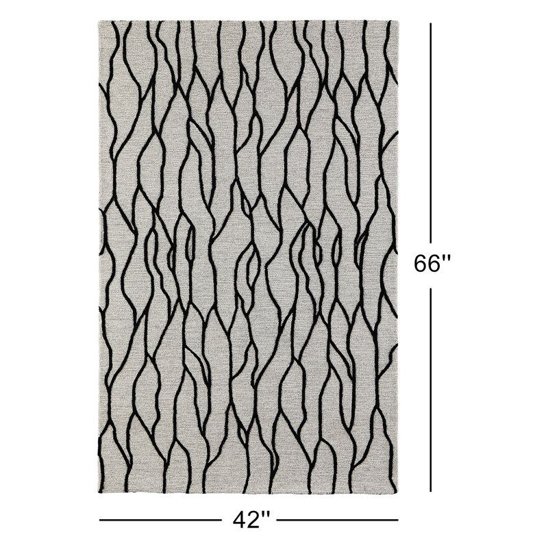 Hand Tufted Wool Abstract Indoor Rug, Rectangle 3'6" x 5'6"