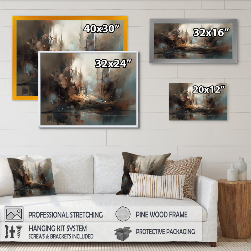 Sabeer abstrait délicat coup de pinceau, peinture V - Peinture abstraite, art mural, H 30 po x l 40 po x P 1,5 po