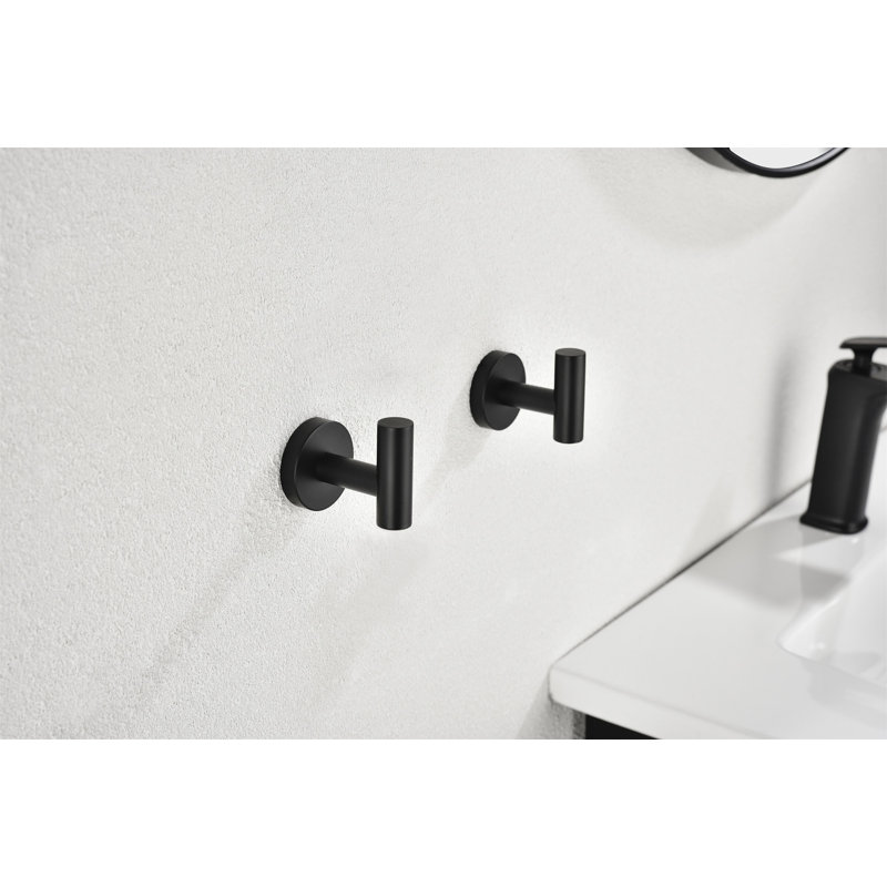 Ensemble de porte-serviettes de salle de bain en acier inoxydable 6 pièces, Noir mat