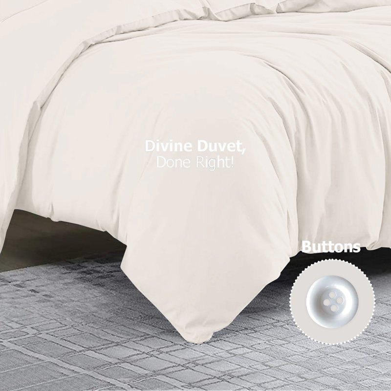 Klarita 100% Microfiber 300TC Reversible Duvet Cover Set with Pillowcase, Cream, Super King - 2 Pillowcase (50 x 75 cm)