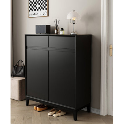 Minimalist solid wood large-capacity shoe cabinet