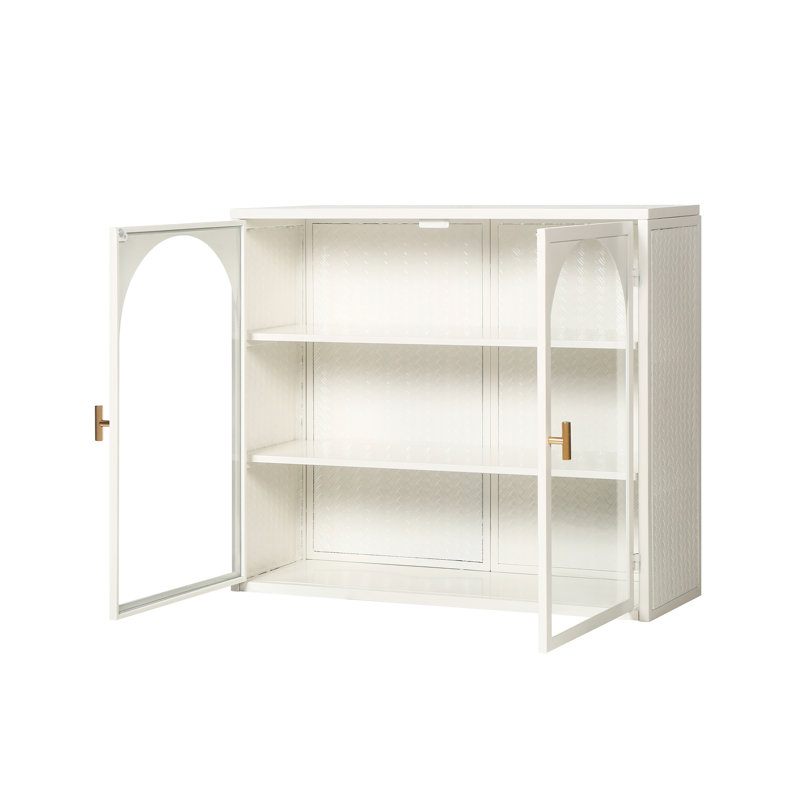 Armoire murale à trois espaces de rangement moderne blanche à motif tissé 27,7 po pour le salon, la salle de bain et la salle d'étude