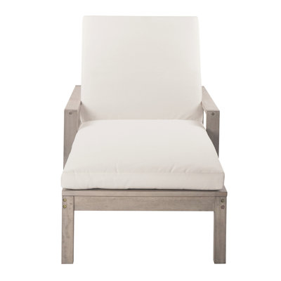 TREXM 5-Position Acacia Wood Outdoor Chaise Lounge, Gray Finish