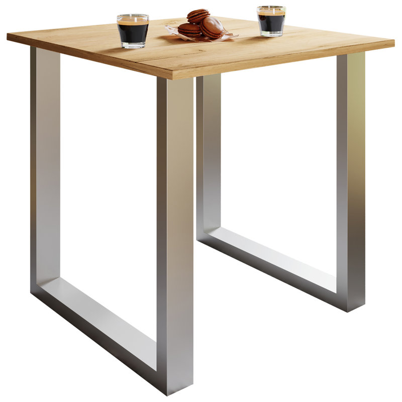 Alexious Metal Base Dining Table, 76cm H x 80cm W x 50cm D, Brown, Browning